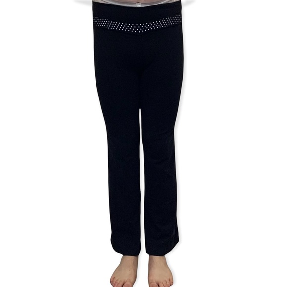 Black low-rise Lululemon yoga pants with polka dot waistband - Picture 3 of 4